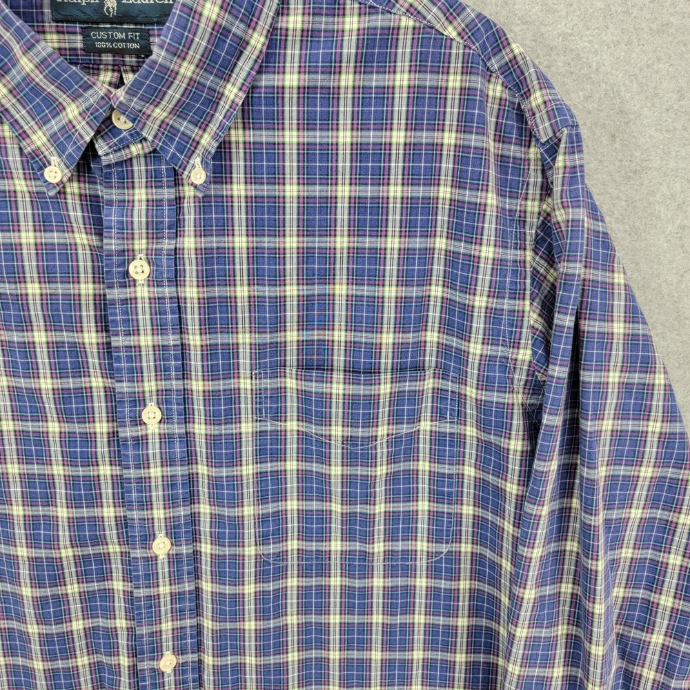 Polo Ralph Lauren Custom Fit Shirt Men's Extra Large XL Plaid Button Collared - Picture 5 of 10